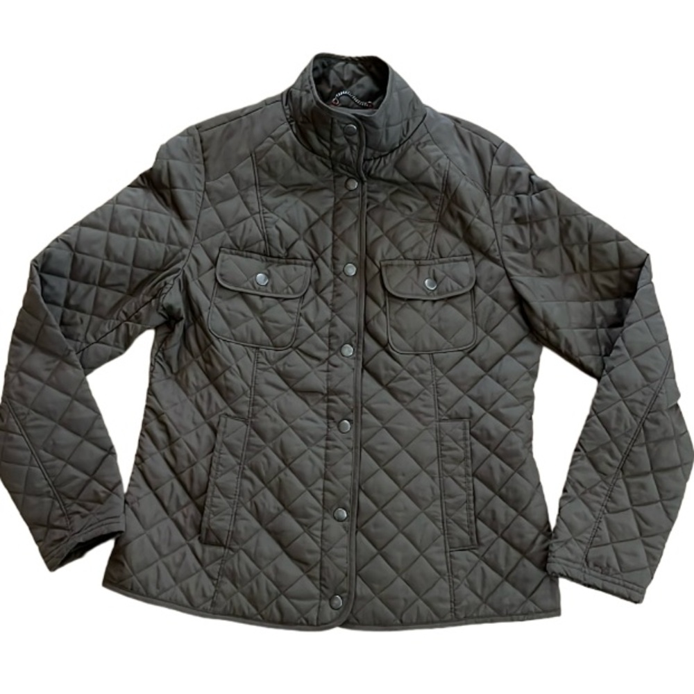 WOMEN’S ARMY GREEN QUILTED FALL SPRING JACKET SNAP CLOSURE CASUAL  SIZE: SMALL